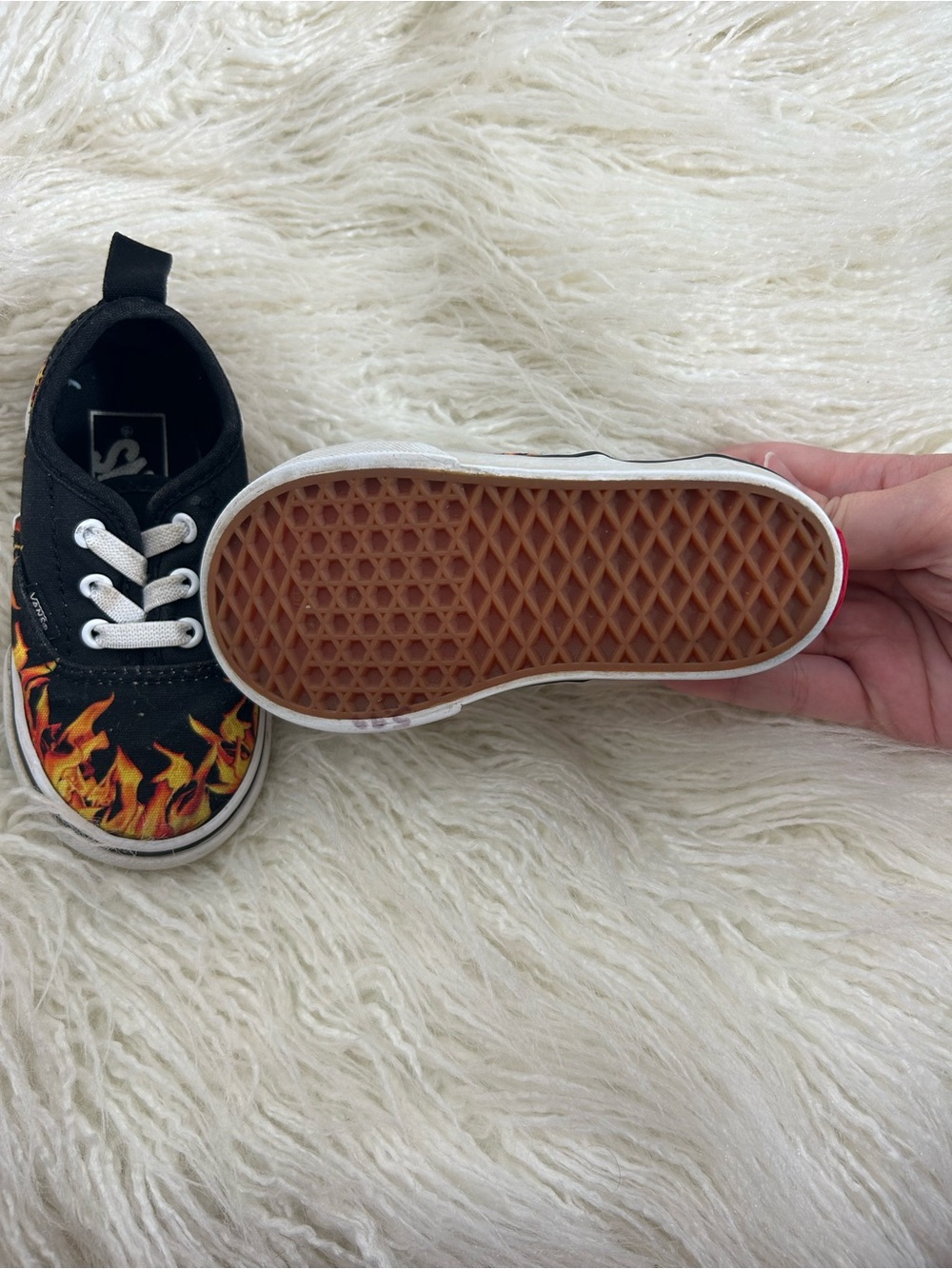 Vans Kids Authentic Elastic Lace Digi Flame Black Sneakers Size 6 - Picture 5 of 9